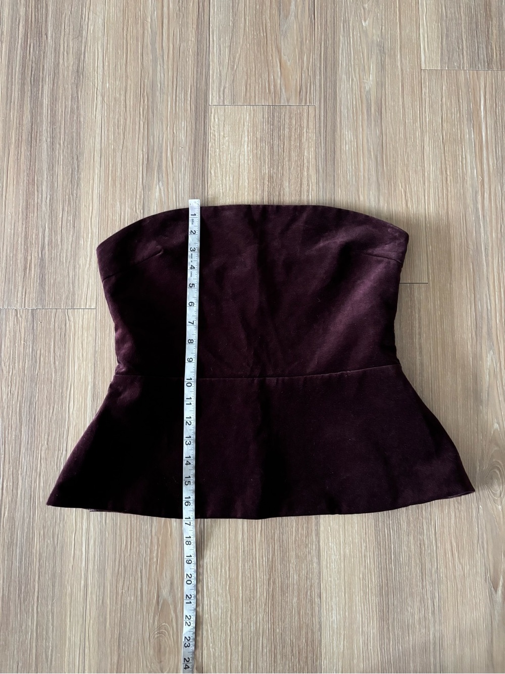 ZARA Strapless Burgundy Velvet Top Bustier Womens M Whimsigoth Formal - Picture 4 of 8